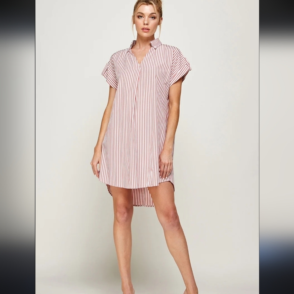 Solution Striped Collar Mini Dress Sz Small